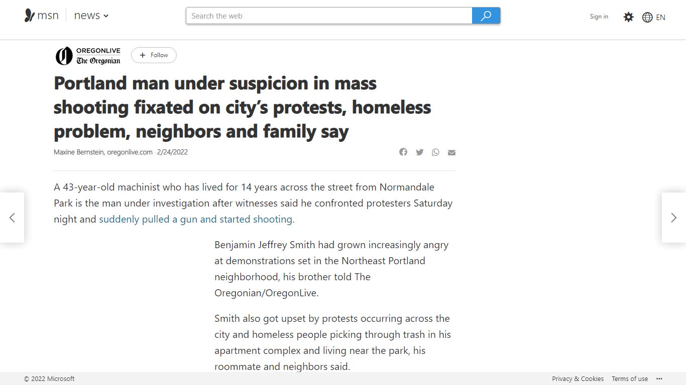 Portland man under suspicion in mass shooting fixated on city’s ...